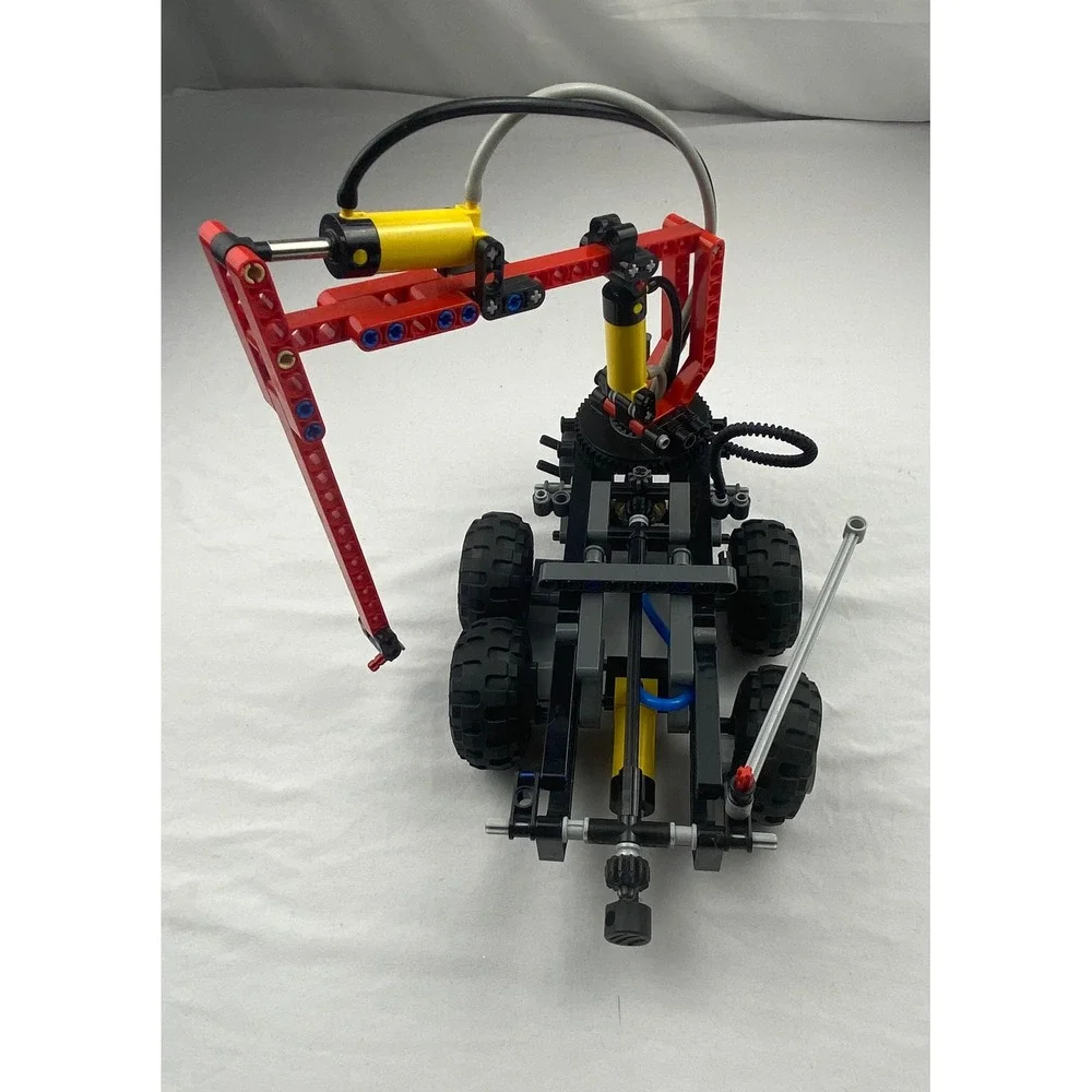 Vintage LEGO Technic Pneumatic Crane Truck Chassis Red Black Yellow 8460 8431